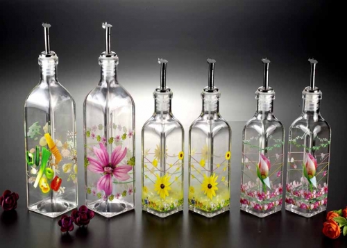 Oil&Vinegar Bottle with Flower
